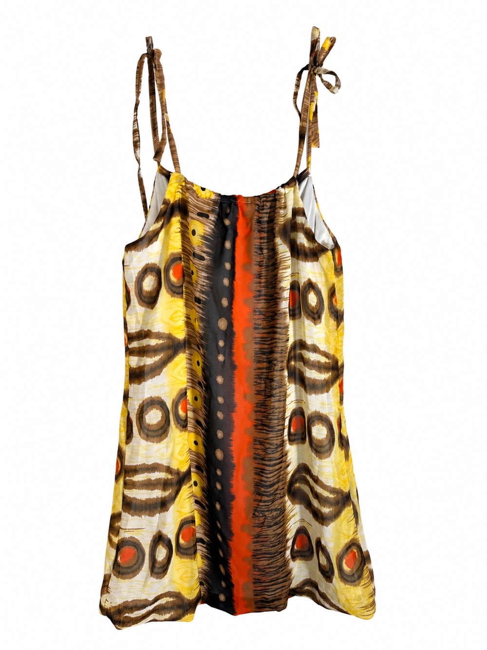 Y2K Chesley Abstract Tribal Print Babydoll Tank Top Tie Strap Cami Size S